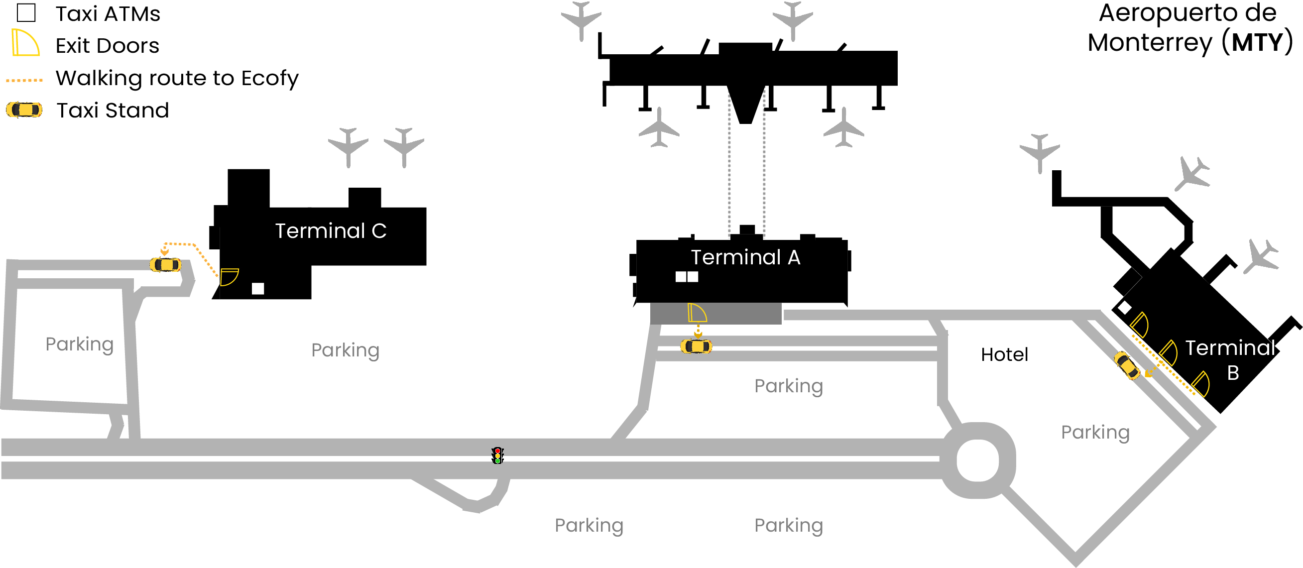 Mapa de aeropuerto de Monterrey